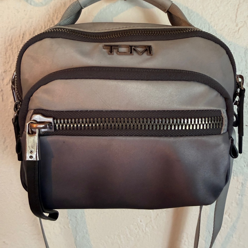 Tumi Voyager Turner Nylon Crossbody Bag Grey Black Silver Hardware Techwear